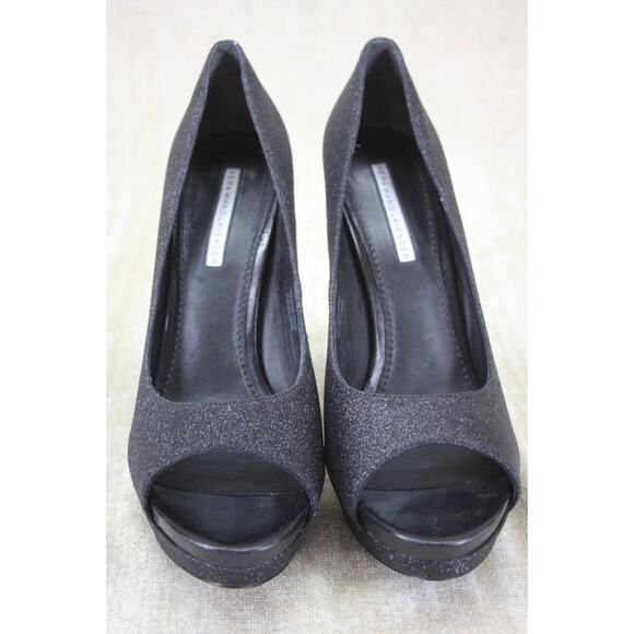 Vera Wang Lavender Black Glitter Selma Open Toe Pumps Size 9.5 $275 Womens's Sz - Picture 8 of 9